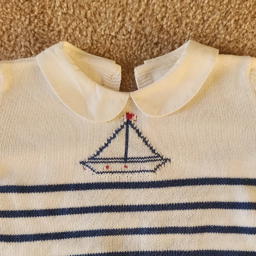 La Coqueta Baby Boy Nautical Knit Top and Bloomers Size 6 - 12 Months - Picture 3 of 5